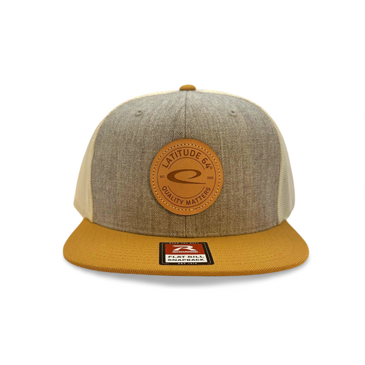 Latitude 64 Leather Patch Hat Flat Bill Trucker