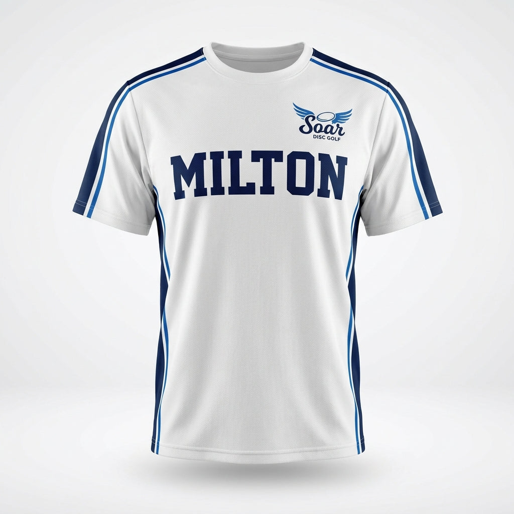 Milton Jersey - White/Blue - Soar Disc Golf